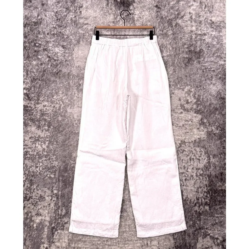 Quince 100% European Linen Pleated Trouser Pants 6 Womens White